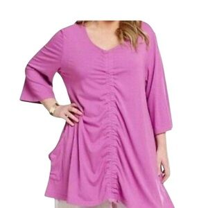 bryn Walker Bamboo/Organic  Cotton  Lagenlook Pink Tunic Dress S